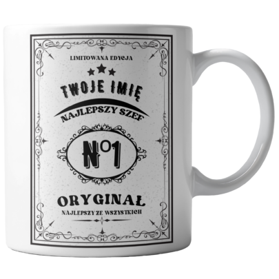 Kubek Biały Najlepszy Szef Nr 1 Etykieta (personalizacja)